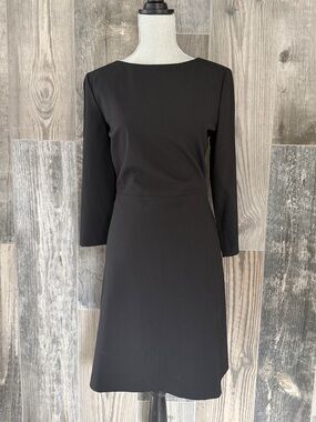 Theory Kamillina Black Wool 3/4 Sleeve Dress